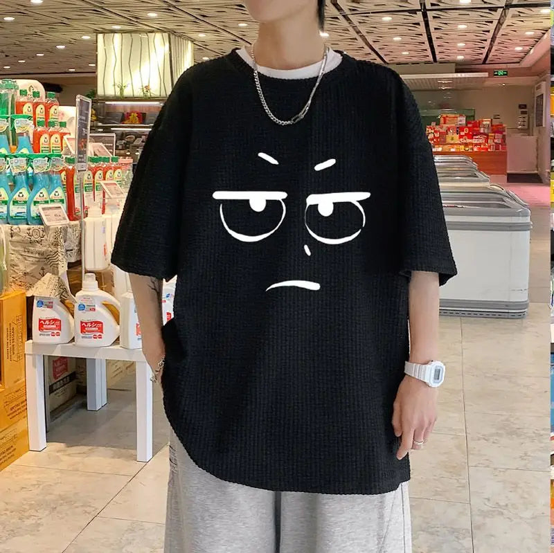 Skatercore Oversized shirt – Waffle Short Sleeved T Shirt For Men 2024 New Couple Wear In