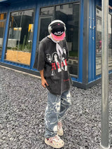 fashion lightning skull printed denim jeans mens unisex casual zipper straight jeans streetwear hip hop y2k jean pants joggers unique joggers style 722