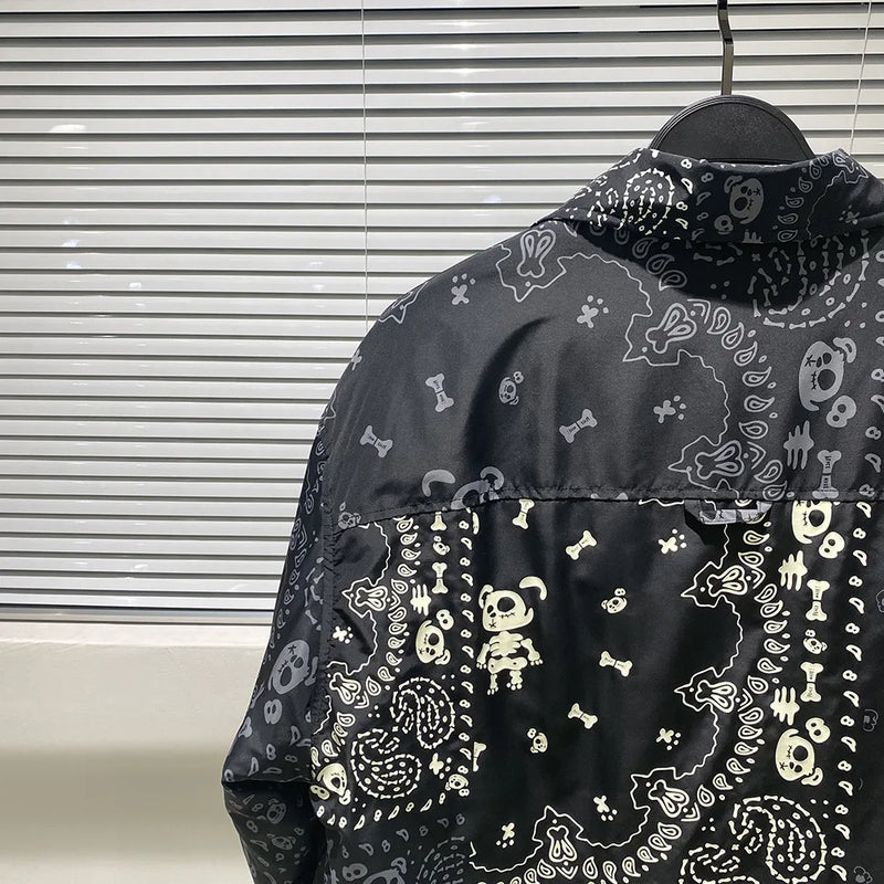 2023 Early Winter Shirt Lightweight Down Jacket Coat Trendy Fashion Luminous Cashew Flower Printed Men's Shirt