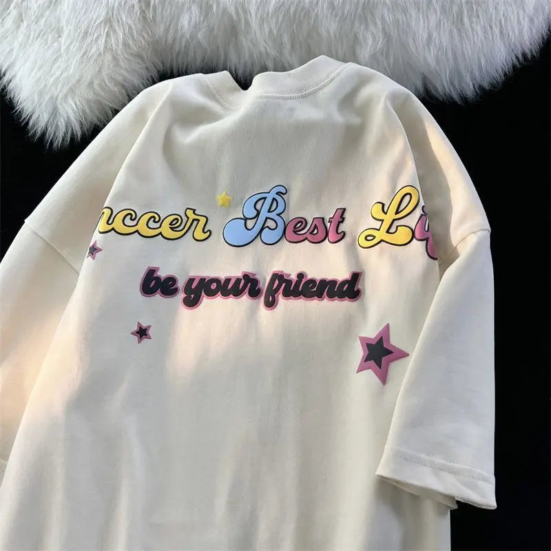 Gothic Streetwear – Harajuku Japanese Cartoon Flying Stars Cute Graphic T Shirts – Modern Streetwear for Everyone