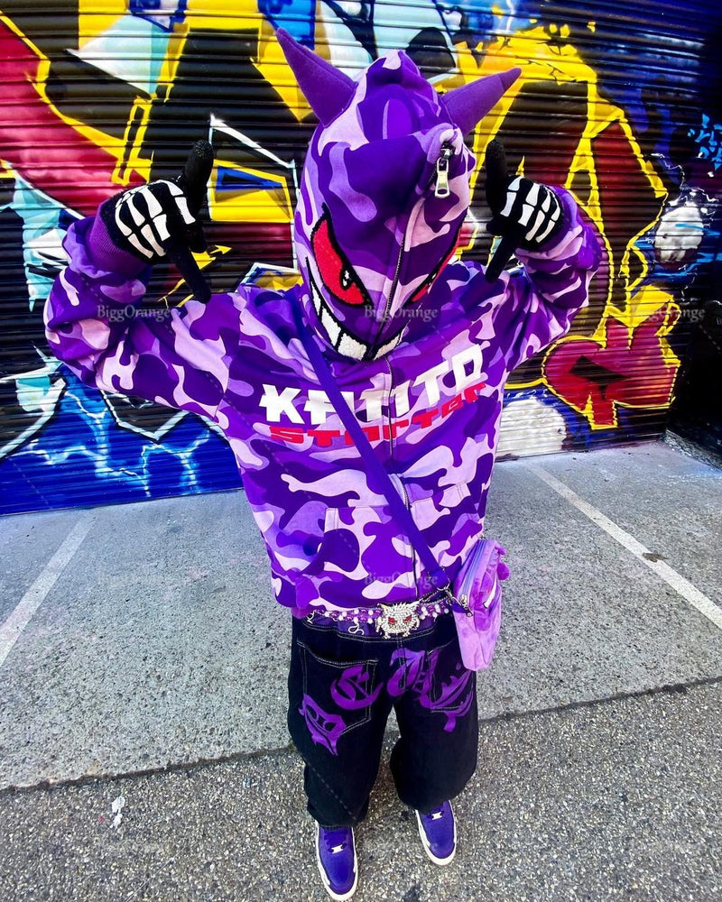 Trapwear Streetwear – Oversized Demon Hoodies Men Letter Print Streetwear High Qua – Streetwear Fashion for Men & Women