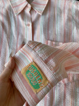 Early Autumn Sweet Striped Polo Collar Long Sleeved Shirt Womens Autum
