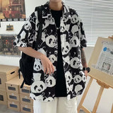 Y2K Street Button Up Shirt – Summer Panda Printed Shirts For Men Casual Loose Short Sleeved Camisas Couples Streetwear Fashion Tee Shirt Luxury Social Shirt | Button Shirt Drop #871