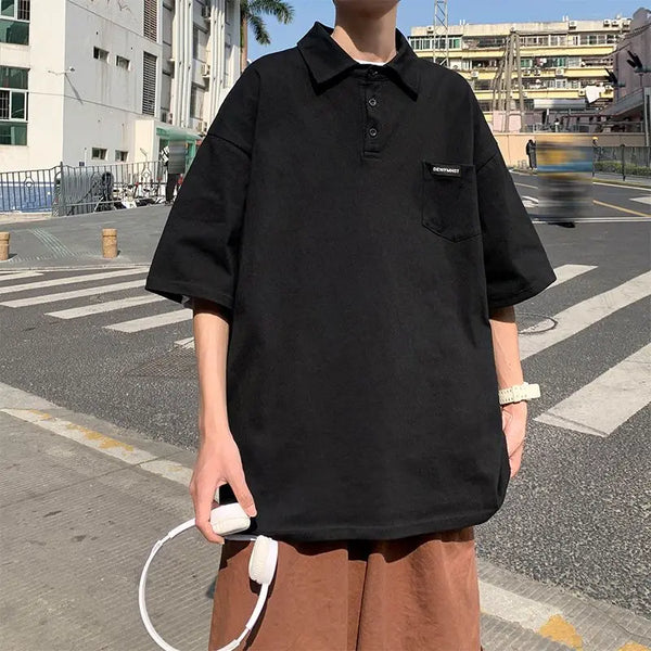 Gothic Aesthetic piece – Japanese Literary Simple Solid Color Shirt Summer Short Slee