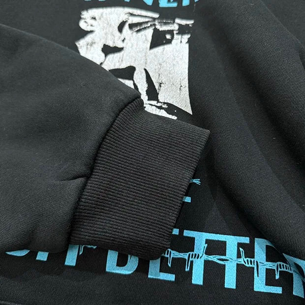 Streetwear oversized hoodie with cyberpunk aesthetic print