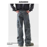 american spring and autumn street trendy personalized work clothes jeans for couples loose retro straight leg casual pants y2k unique jeans style 4988