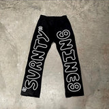 2024 new spring and autumn letter printed sweatpants womens y2k streetwear hip hop harajuku loose high waist jogger overalls unique joggers style 1851