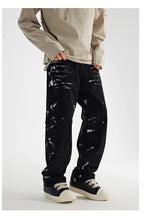 fashion graffiti printed denim jeans mens unisex casual zipper straight jeans streetwear hip hop loose black jean pants joggers unique joggers style 4276