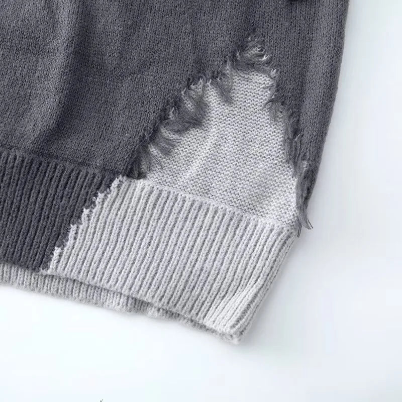 varsity flame knitwear, statement sweater, cozy knitwear for men, oversized grunge aesthetic winter top