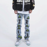 skull embroidery patchwork ripped denim jean pants fashion biker straight trousers streetwear hip hop joggers pant men clothing unique joggers style 2380