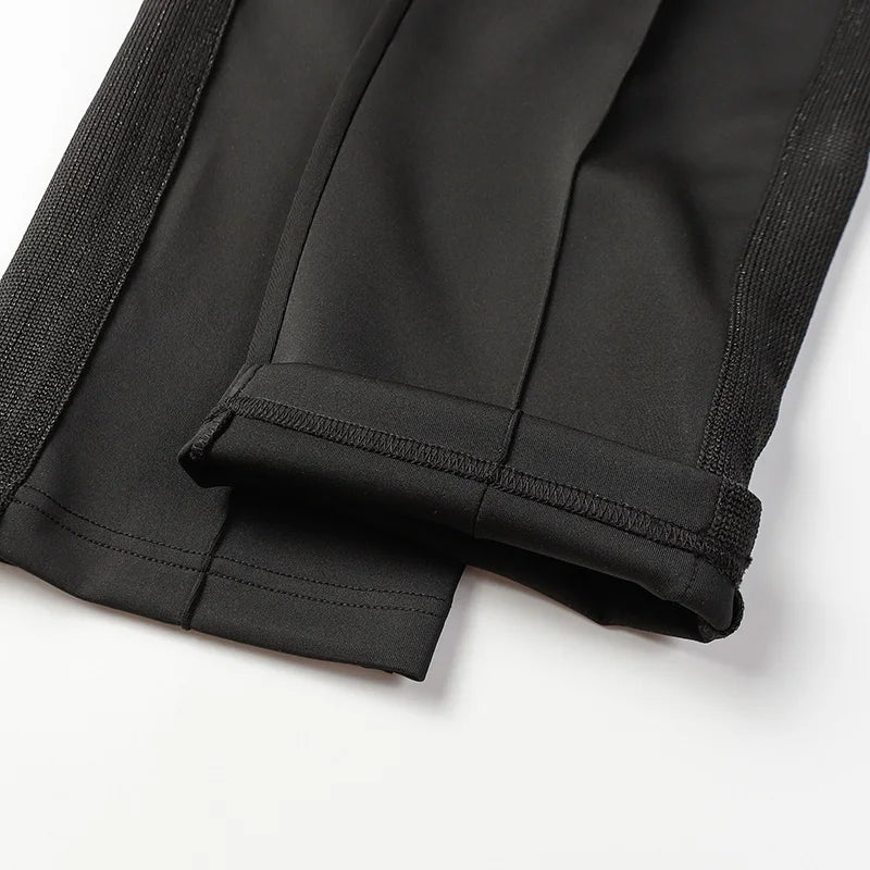 sea blue casual pants men woman loose comfortable side edge weaving stripe embroidery drawstring joggers sweatpants unique joggers style 5302