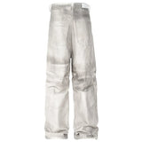 hi street dirty tie dye baggy jeans men pleated loose white straight jeans trousers luxury designer oversized denim pants unique jeans style 531