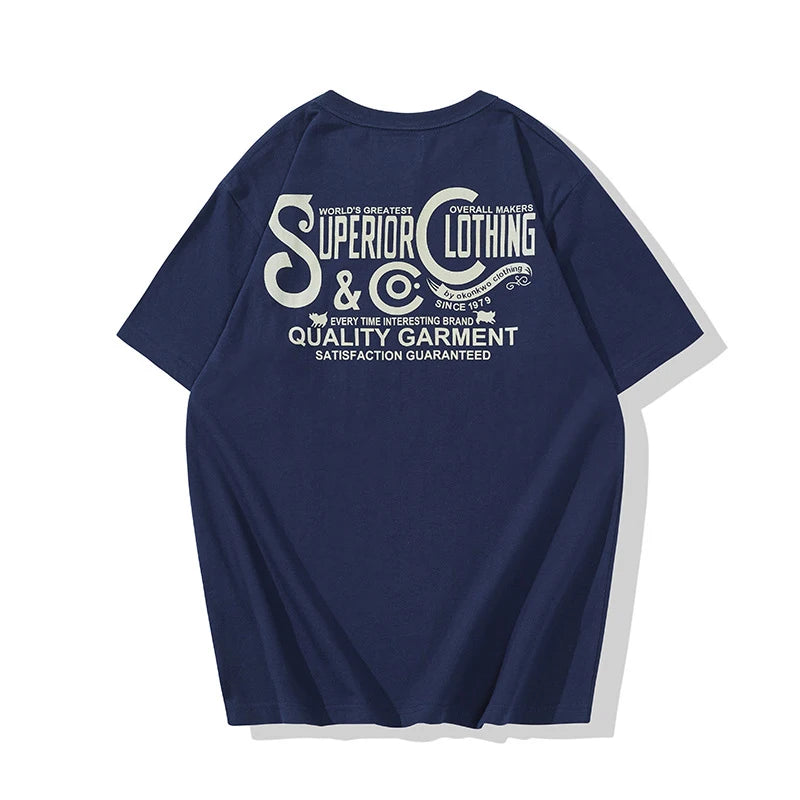 Gothic Crying angel – Vintage Amekaji Letter Printed T Shirt Men 2022 Spring Summe