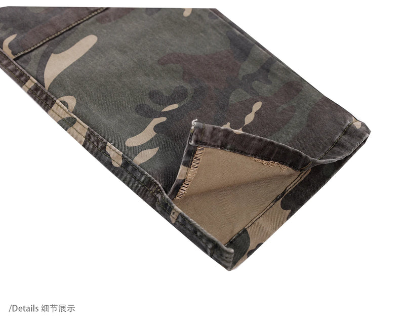 mens hip hop streetwear denim pants fashion camouflage pants 2023 harajuku cotton zipper joggers slim fit jeans trousers pants unique joggers style 2731