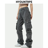 hip hip pants retro cargo harem pant streetwear side pockets harajuku joggers unisex new casual loose straight cotton trousers relaxed fit joggers