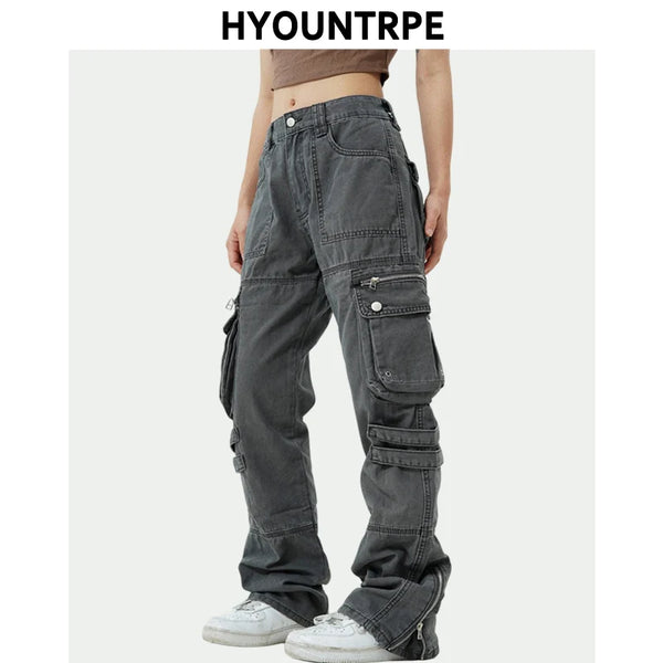 hip hip pants retro cargo harem pant streetwear side pockets harajuku joggers unisex new casual loose straight cotton trousers relaxed fit joggers