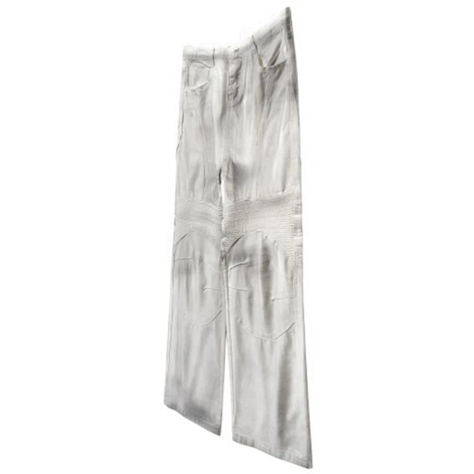 hi street dirty tie dye baggy jeans men pleated loose white straight jeans trousers luxury designer oversized denim pants unique jeans style 532