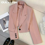 Black Short Blazer For Women Trendy 2024 Versatile Notch Collar Short