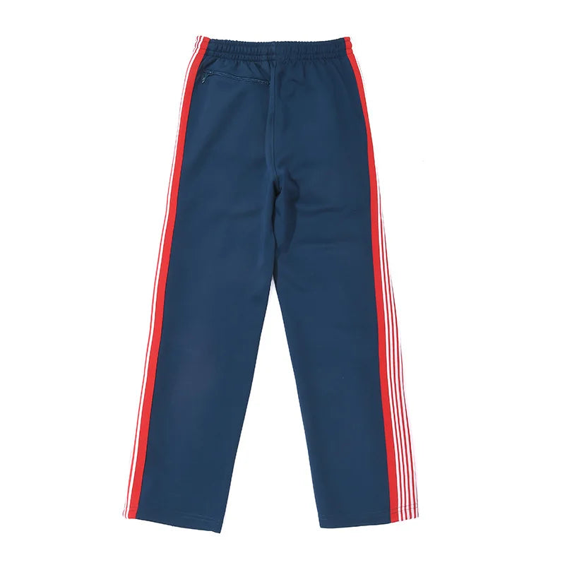 blue pattern embroidery casual motion pants men woman fashion street side edge weaving straight cylinder trousers unique default style 4730