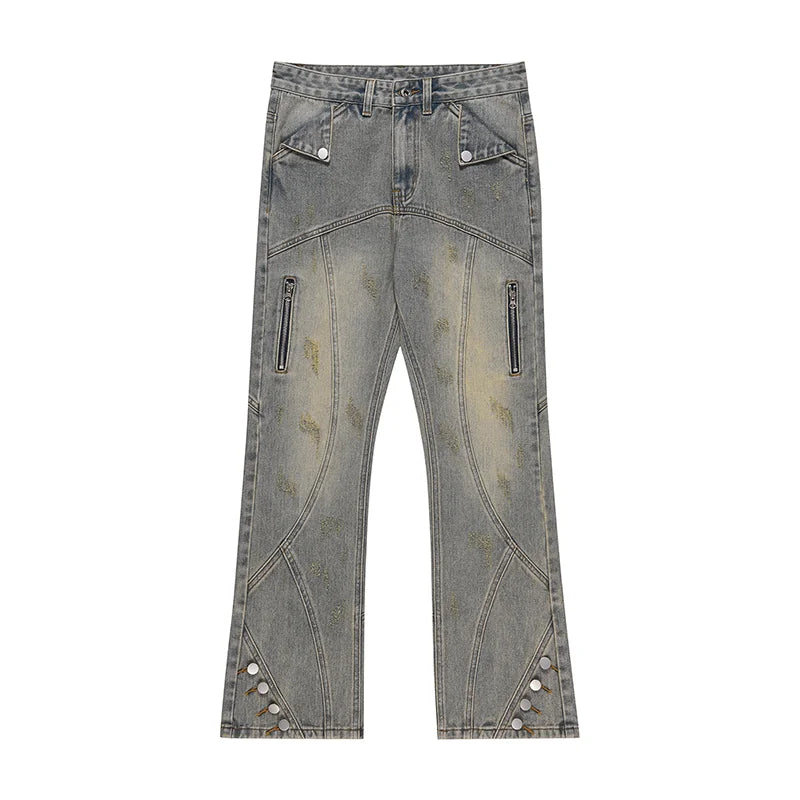 hip hip streetwear denim straight pants mens harajuku retro washed cotton casual zipper joggers jeans trousers pants jean men sporty tapered joggers