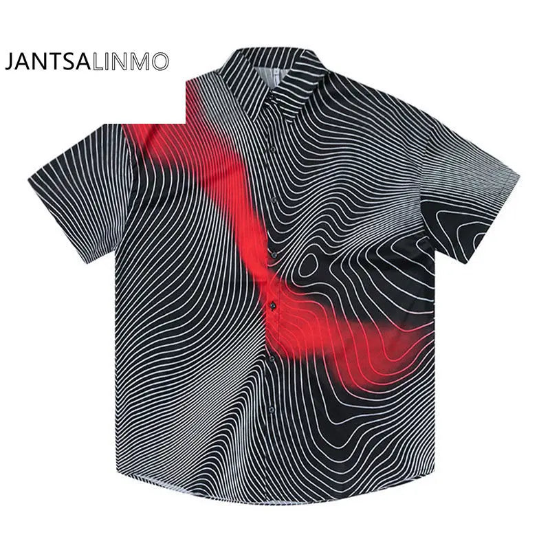 2023 Summer New High Street Fashion Tie-dye Hip-hop Loose Short-sleeved Shirt Men Shirt Short-sleeved Boutique Clothing