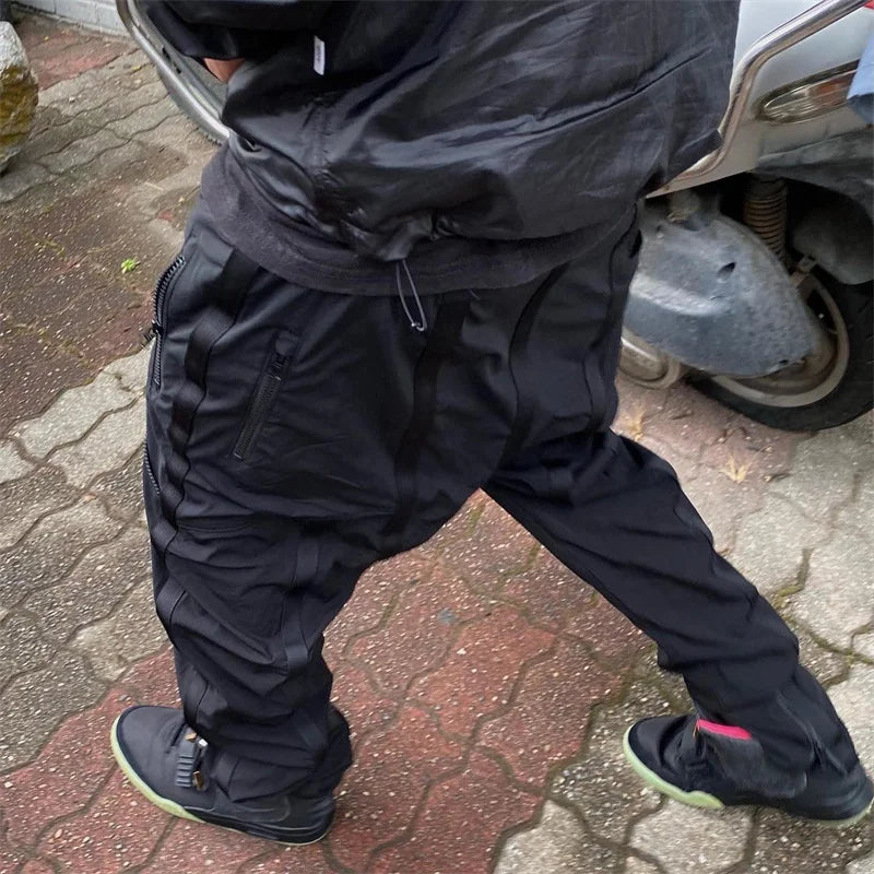 undermycar functional strap high street pure cotton pants menswear bottoms
