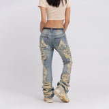 distressed skinny flared jean for mens big washed destroyed ripped denim jeans hip hop street wear blue biker jean pant women unique jeans style 196
