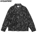 Irregular Scratched Ripped Holes Denim Jackets 2023 Fashion Turn Down Collar Mens Jean Outerwear Casual Streetwear Jeans blac - variant style 8bef38 for streetwear fashion