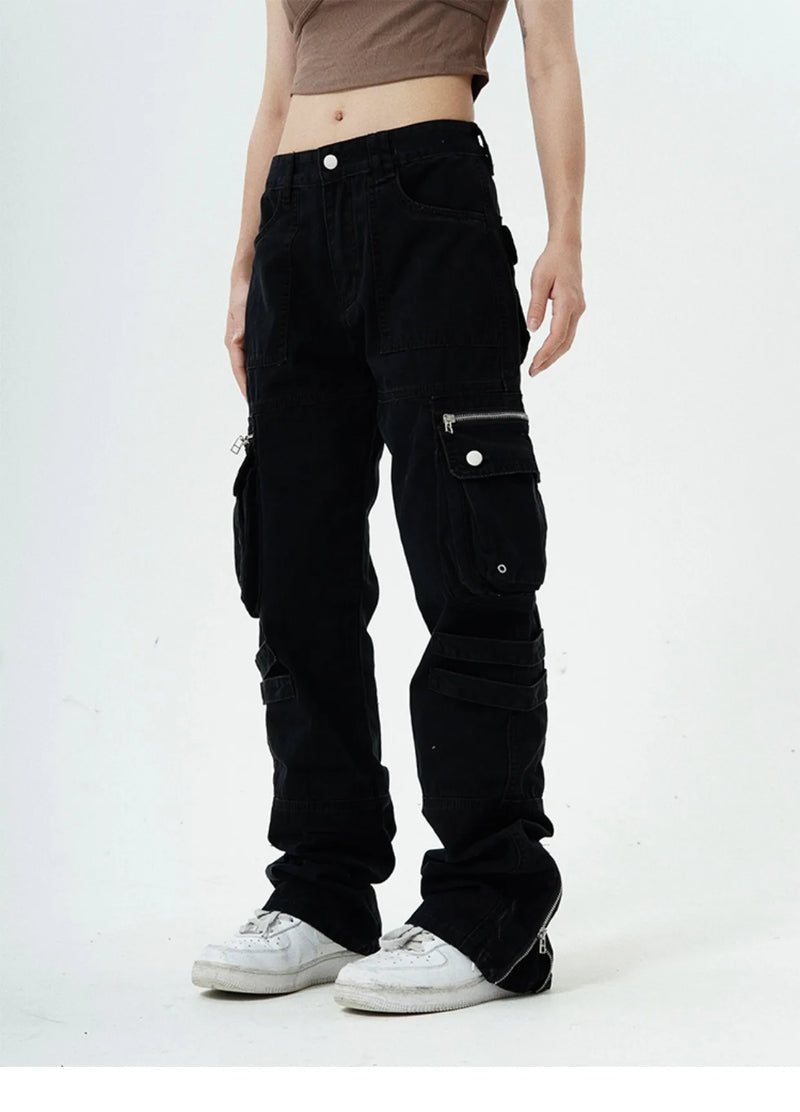 hip hip pants retro cargo harem pant streetwear side pockets harajuku joggers unisex new casual loose straight cotton trousers unique joggers style 2803