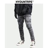 side pocket denim retro jeans mens biker zipper jean trousers hip hop fashion high street slim fit pants joggers y2k men s jeans streetwear sweatpants