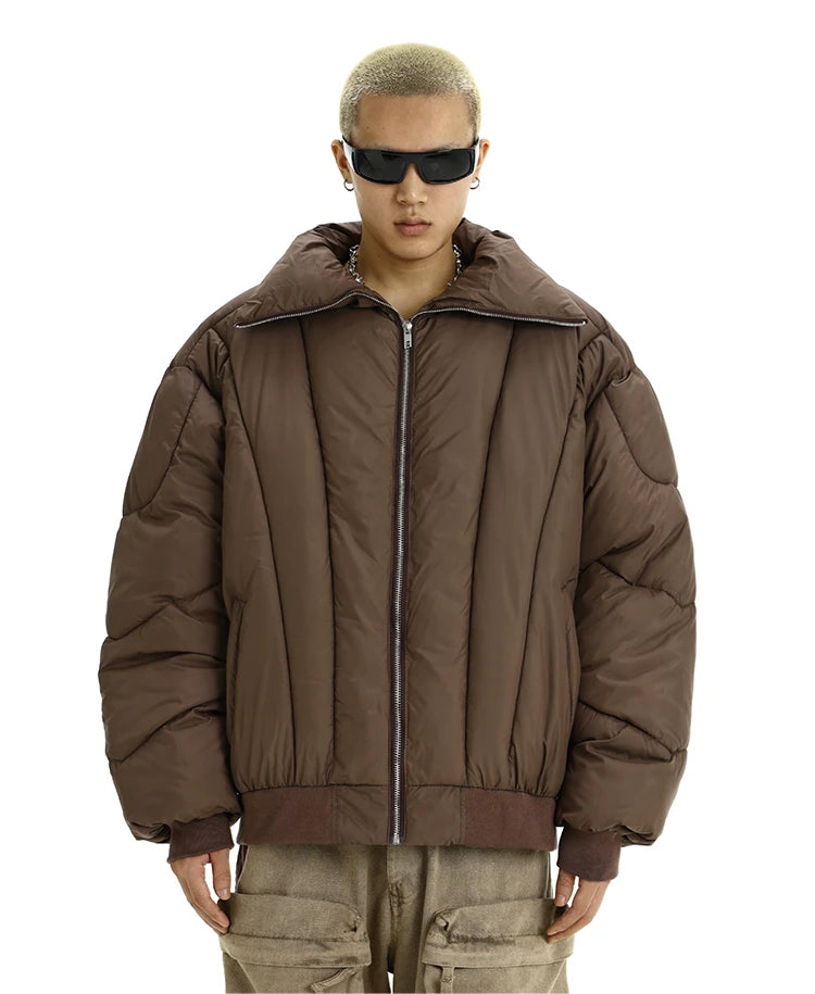 Mens Jacket Winter Parkas Streetwear Thicken Warm Solid Color Zipper Cotton Padded Bomber Jackets Harajuku Fashion Casual Coats