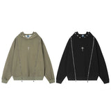 Hip Hop Punk Hoodie Sweatshirt 2023 Autumn Zipper Design Solid Color H