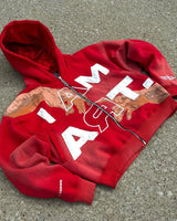 2024 American Trendy Brand Fashion Letter Palm Print Oversized Hoodie