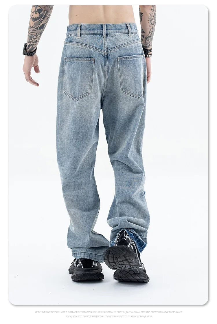 Destroy straight-leg wide jeans