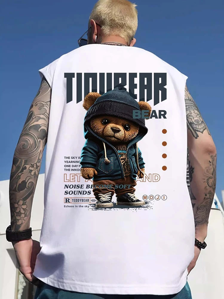 Harajuku Tribal flames – Gothic Punk Bear Print Tank Tops For Men Hip Hop Oversized S