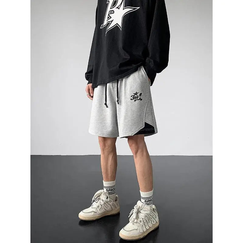 Korean fake two-piece sports basketball shorts men summer American fashion