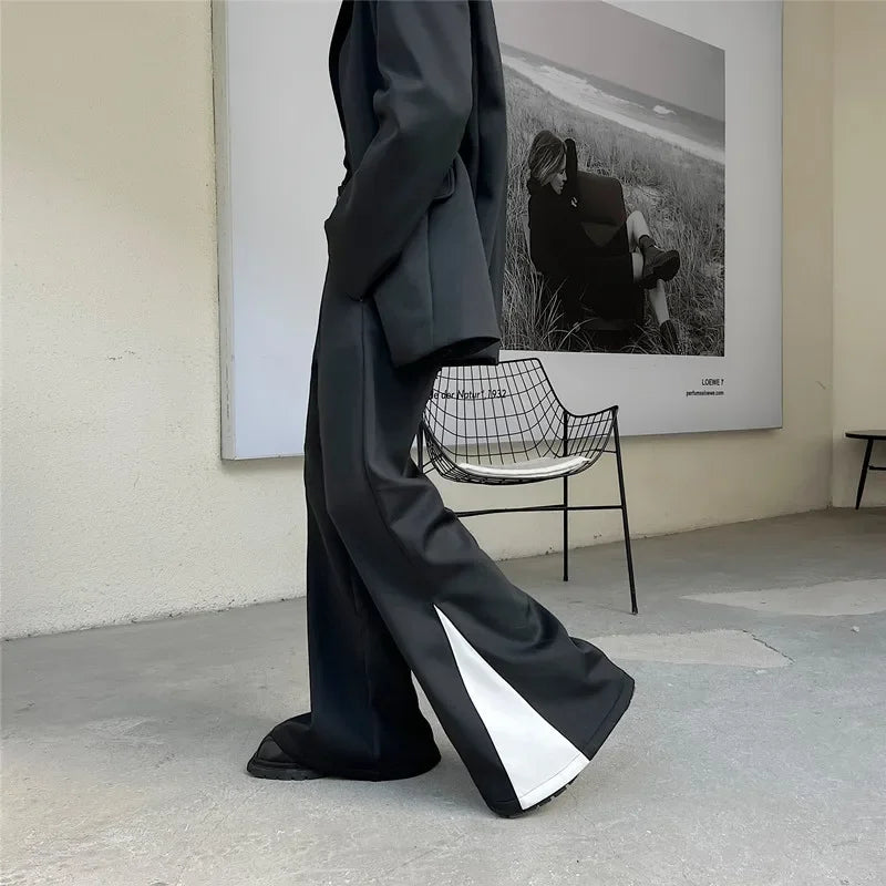flare pants men vintage fashion casual bell bottom trousers male streetwear net celebrity long pants stage costume menswear bottoms