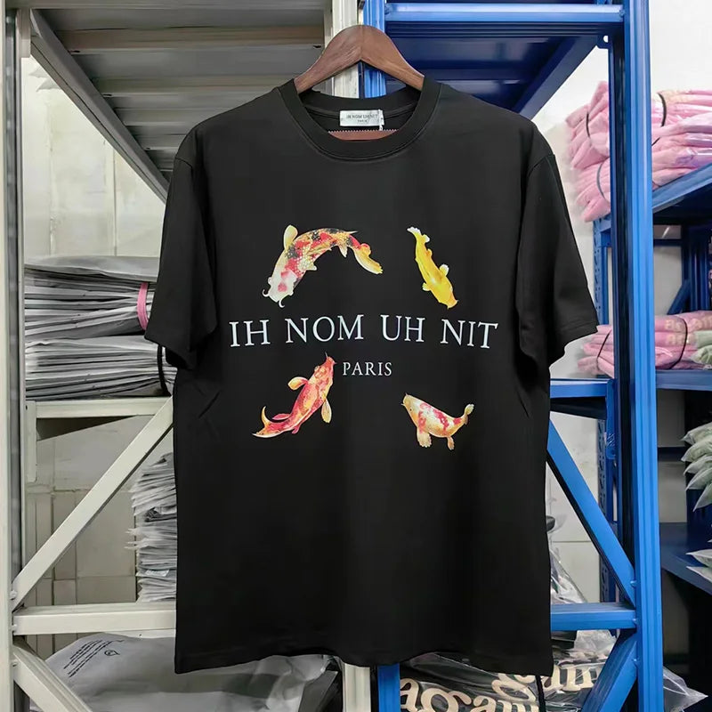 Glitchcore Fashion – High Quality Ih Nom Uh Nit T Shirt Masked Men Letter Printin – Urban Streetwear for Men & Women