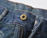 y2k hip hop laser printed hole casual loose jeans pants for men and women straight patchwork oversized baggy denim trousers unique jeans style 5574