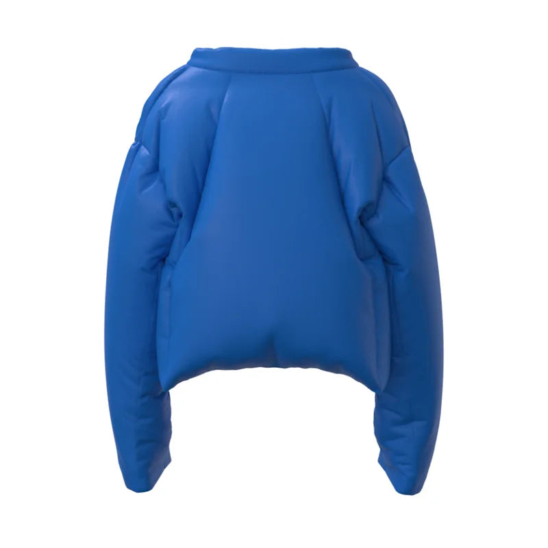 graphic outerwear featuring kanye 2023 new high quality fashion high street plastic 3d cotton coat black blue design – premium quality jacket for men