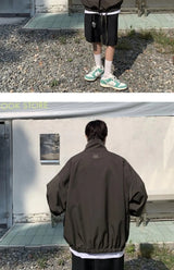 Mens Coat Spring And Autumn Stand Up Collar Half Zipper Oversize High