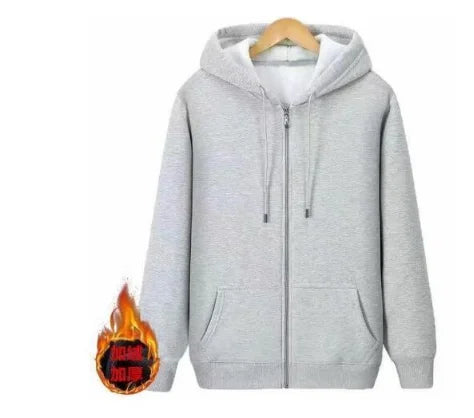 Grey Sweatshirt Hooded Casual Cotton Cardigan Sweatshirts Gray Women C