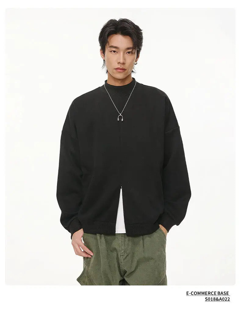 Stand Collar Half Zipper Pullover Casual Sweatshirt Men Women Streetwe