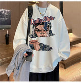 New Anime Boy Printed Mens Crewneck Sweatshirts Autumn Y2K Vintage Fleece