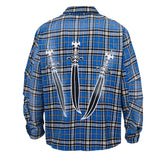 24SS New THUG CLUB Trendy Sword Print High-Street Cotton Vintage Plaid Shirt