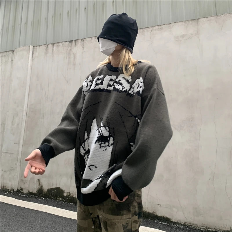 bold flame design top, high-street layer, cozy fashion fit, stylish street outfit, modern aesthetic appeal