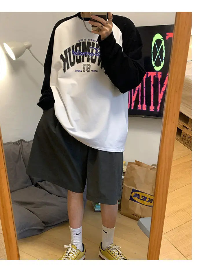 Sadcore Graphic tee – Long Sleeved T Shirt Men Spring New Style Avocado Green Ragl