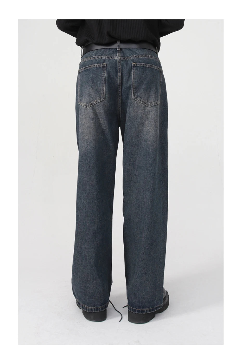 men baggy jeans korean fashion loose straight denim pants male blue casual jeans trousers unique jeans style 4394