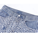 2023 cool design ripped hole mesh gothic blue baggy men jeans pants new fashion straight hip hop denim trousers pantalon homme ripped baggy denim