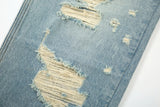 washed blue oversized torn jeans for men streetwear hip hop large destroyed wide leg jeans baggy straight ripped denim pants unique jeans style 5450
